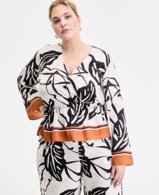 I.N.C. International Concepts - Plus Size Printed Peplum Top