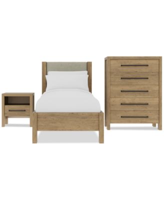 Furniture - Davie 3-Pc. Twin Set (Upholstered Bed, Chest & 1-Drawer Nightstand)