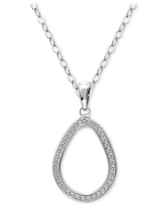 Giani Bernini - Cubic Zirconia Open Teardrop Pendant Necklace, 16" + 2" extender