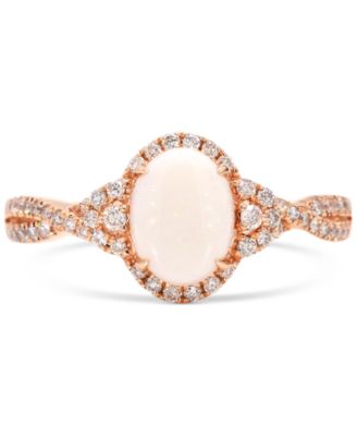 Macy's - Opal (1 ct. t.w.) & Diamond (1/3 ct. t.w.) Twist Halo Ring in 10k Rose Gold