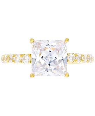 Macy's - Cubic Zirconia Cushion-Cut Engagement Ring in 14k Gold-Plated Sterling Silver