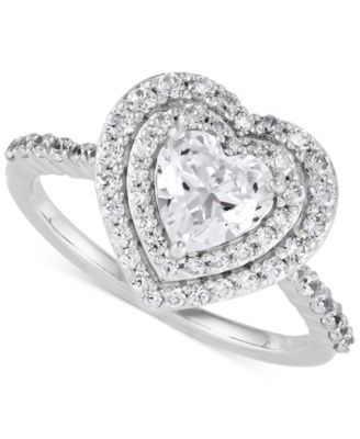 Grown With Love - Lab Grown Diamond Heart & Halo Statement Ring (1-3/4 ct. t.w.) in 14k White Gold