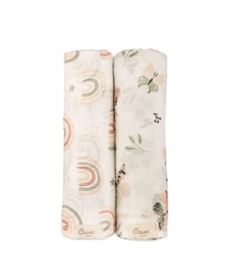 Crane Baby - Infants Parker Butterfly/Rainbow Swaddle, 2-Pc. Set