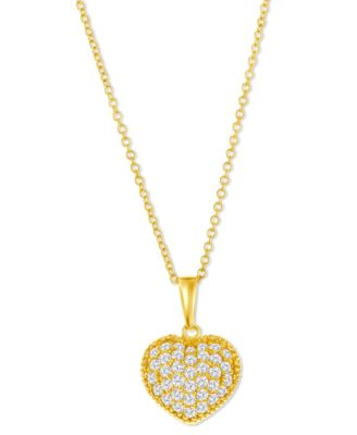 Macy's - Diamond Heart Cluster Pendant Necklace (3/8 ct. t.w.) in 14k Gold, 16" + 2" extender