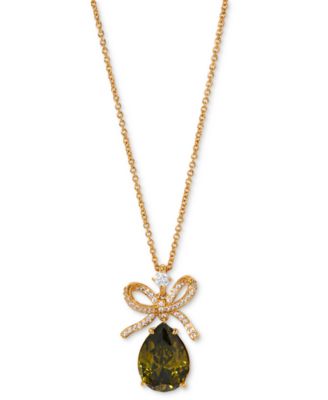Eliot Danori - Silver-Tone Cubic Zirconia Bow Drop Pendant Necklace, 16" + 2" extender