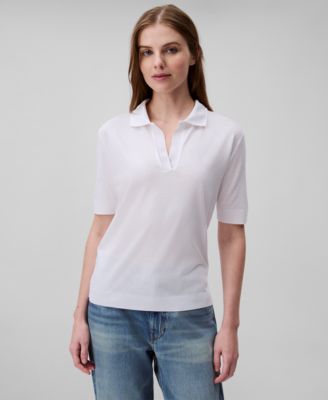 Calvin Klein - Women's Short Sleeve Collared Knit Top