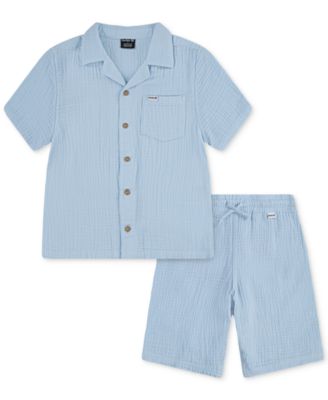 Hurley - Little Boys 2-Piece Gauze Camp Shirt and Shorts Set