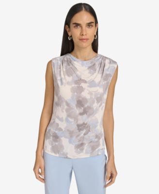 Calvin Klein - Petite Draped-Neck Sleeveless Top