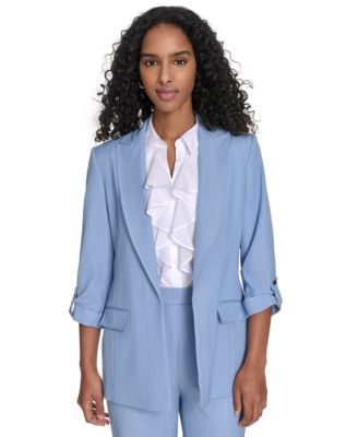 Calvin Klein - Petite Faux Denim 3/4-Sleeve Blazer