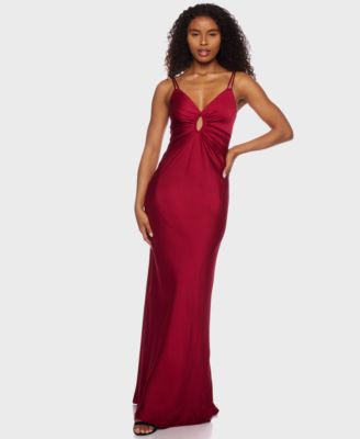 Alex & Sophia - Juniors' Satin Keyhole Maxi Dress