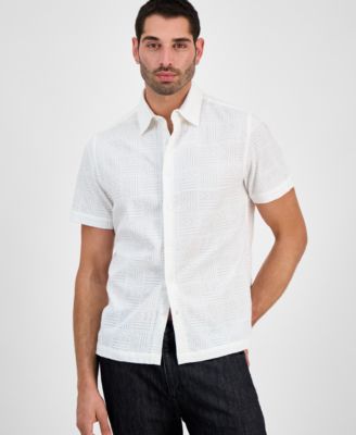 GUESS - Men's Idris Embroidery Short Sleeve Button-Front Shirt