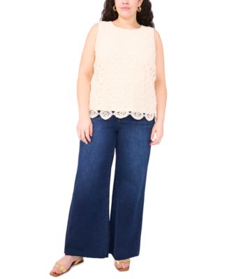 Vince Camuto - Plus Size Crochet-Front Scalloped-Hem Tank Top