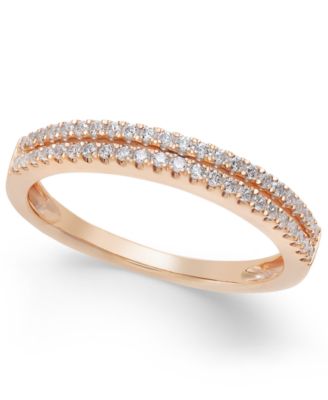 Macy's - Diamond Double Row Band (1/4 ct. t.w.) in 14k Rose Gold