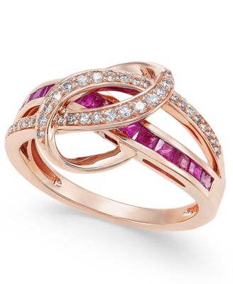 Macy's - Sapphire (1 ct. t.w.) and Diamond (1/5 ct. t.w.) Swirl Ring in 14k White Gold (Also Available in Emerald and Ruby)
