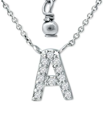 Giani Bernini - Cubic Zirconia Initial Pendant Necklace, 16" + 2" extender