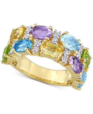 Macy's - Multi-Gemstone Double Row Statement Ring (5-1/4 ct. t.w.) in 18k Gold-Plated Sterling Silver