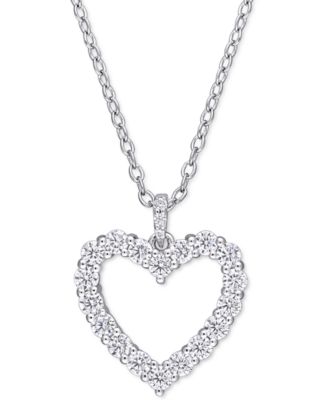 Macy's - Lab-Grown Moissanite Heart 18" Pendant Necklace (5/8 ct. t.w.) in Sterling Silver