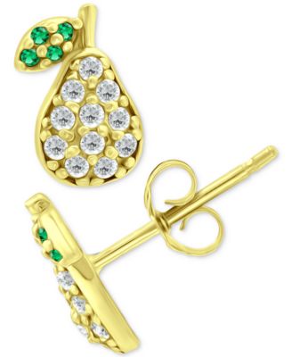 Giani Bernini - Cubic Zirconia & Green Quartz Pear Stud Earrings