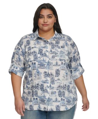 KARL LAGERFELD PARIS - Plus Size Whimsical Woven Shirt