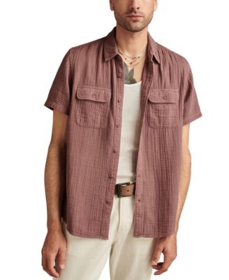 Lucky Brand - Men's Double Weave Short Sleeve Button-Front Utility Shirt