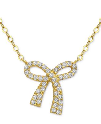 Giani Bernini - Cubic Zirconia Bow Pendant Necklace, 18" + 2" extender