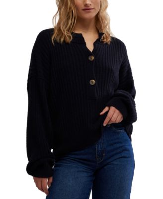 Free People - Womens's Cocoa Henley Sweater