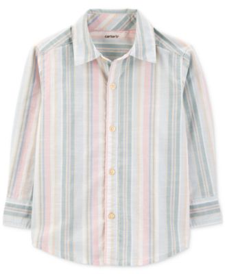 Carter's - Toddler Boys Striped Woven Cotton Long-Sleeve Button-Down Shirt