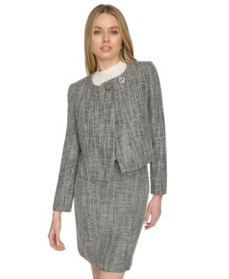 Calvin Klein - Petite Collarless Long-Sleeve Cropped Jacket