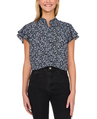 CeCe - Women's Flutter-Sleeve Hidden-Placket Blouse