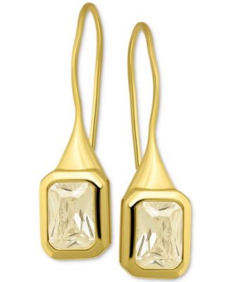 Giani Bernini - Bernini Cubic Zirconia Square Bezel Fish Hook Drop Earrings