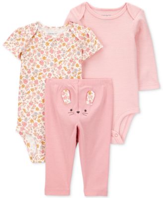 Carter's - Baby Girls 3-Pc. Cotton Floral Mouse Little Character Set