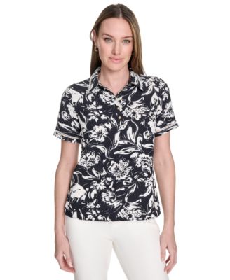Tommy Hilfiger - Women's Floral-Print Short-Sleeve Polo Shirt