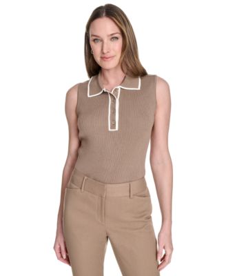 Tommy Hilfiger - Women's Contrast-Tipped Sleeveless Polo Top