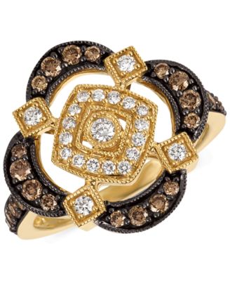 Le Vian - Chocolate Diamond & Vanilla Diamond Quatrefoil Ring (3/4 ct. t.w.) in 14k Gold