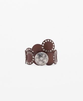 MANGO - Women's Studded Leather Belt