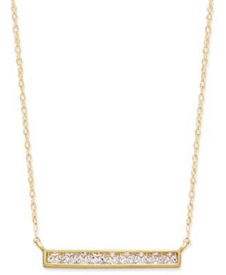 Macy's - Cubic Zirconia Pav&eacute; Bar Pendant Necklace in 10k Gold