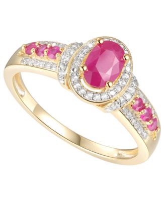 Macy's - Ruby (3/4 ct. t.w.) & Diamond (1/10 ct. t.w.) Ring in 14k Gold-Plated Sterling Silver