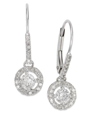 Macy's - Diamond Round Drop Earrings in 14k White Gold, Yellow Gold or Rose Gold (1/2 ct. t.w.)