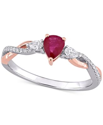 Macy's - Ruby (2/5 ct. t.w.) & Diamond (1/5 ct. t.w.) Twisted Ring in 14k White & Rose Gold