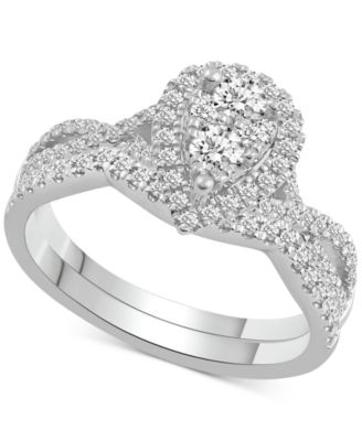 Macy's - Diamond Teardrop Cluster Bridal Set (3/4 ct. t.w.) in 14k Gold