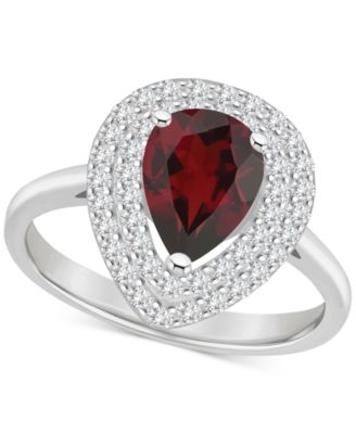 Macy's - Amethyst (7/8 ct. t.w.) & White Topaz (1/2 ct. t.w.) Teardrop Halo Ring in Sterling Silver (Also in Citrine, Rhodolite Garnet, Peridot, & Blue Topaz)