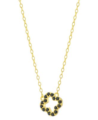 Macy's - Simulated Black Spinel Openwork Clover Pendant Necklace (1/2 ct. t.w.) in 18k Gold-Plated Sterling Silver, 16" + 3" extender
