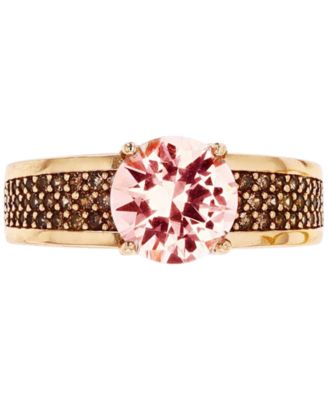 Macy's - Simulated Morganite Nano (1-5/8 ct. t.w.) & Smoky Cubic Zirconia Pav&eacute; Statement Ring in 14k Rose Gold-Plated Sterling Silver