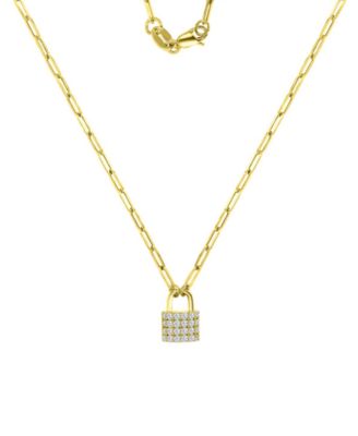 Macy's - Cubic Zirconia Padlock Paperclip Link 18" Pendant Necklace in 10k Gold