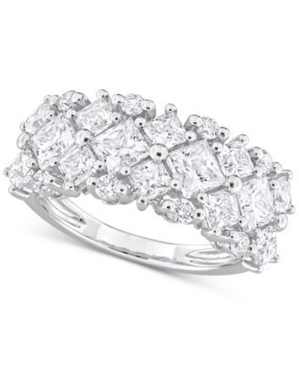 Macy's - Moissanite Mixed-Cut Cluster Ring (3-5/8 ct. t.w.) in Sterling Silver