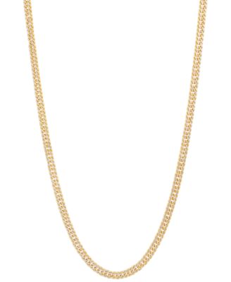 Italian Gold - Polished Two-Tone Double Curb Link 18" Chain Necklace in 10k Gold