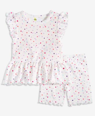 Epic Threads - Toddler Girls Dot-Print Rib Ruffled Top & Shorts, 2 Piece Set