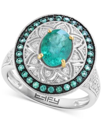 EFFY Collection - Emerald (1-1/2 ct. t.w.) & Diamond (1/3 ct. t.w.) Ring in Sterling Silver