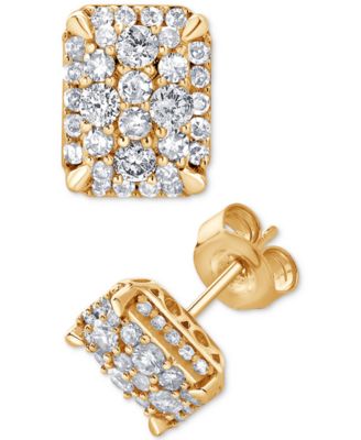 Macy's - Diamond Cluster Stud Earrings (1/2 ct. t.w.) in 14k Yellow Gold