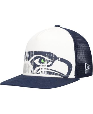 New Era - Big Boys and Girls White/College Navy Seattle Seahawks Distressed 9FIFTY A-Frame Snapback Hat